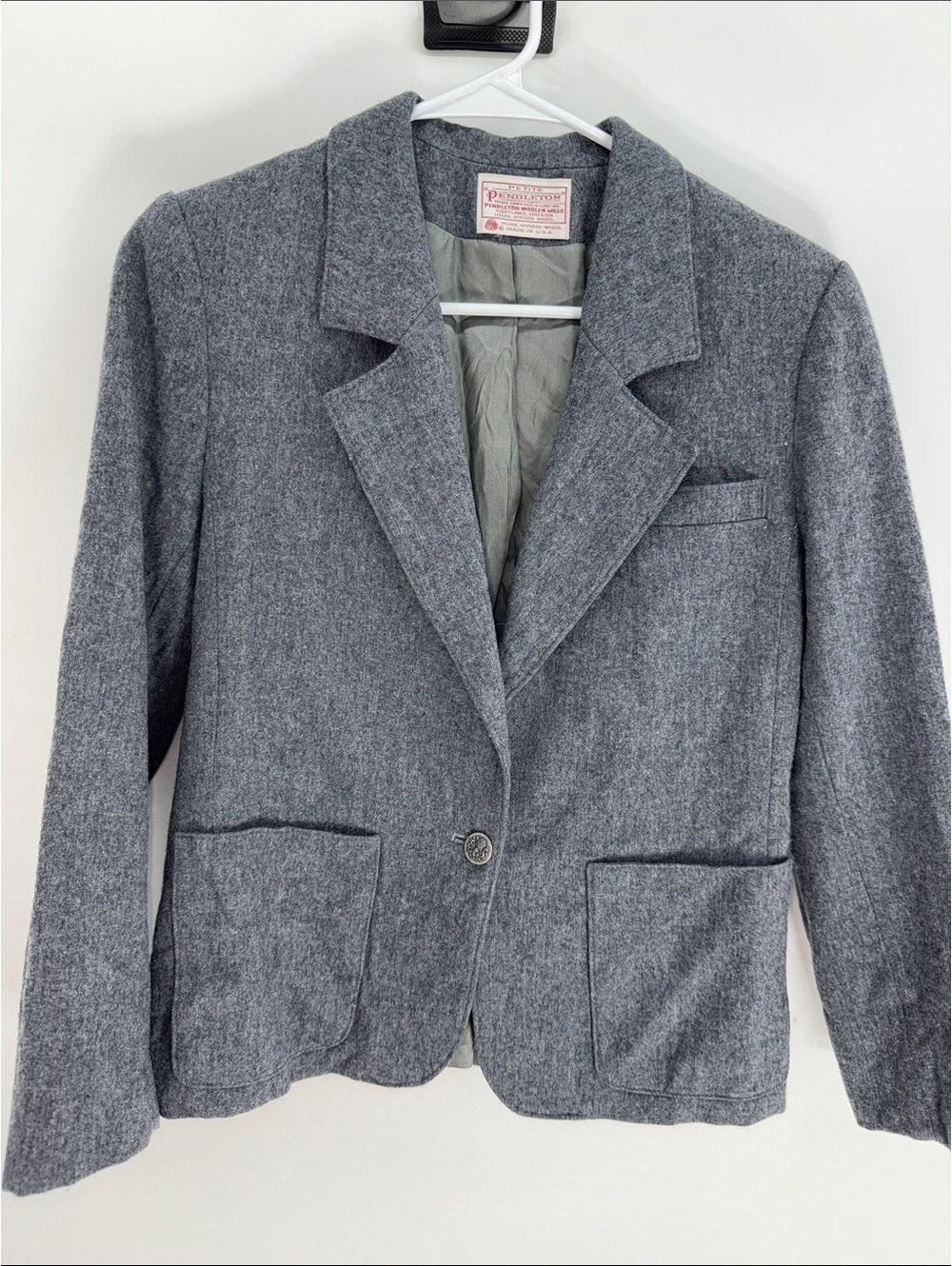 Pendleton Petite Gray Virgin Wool Blazer Jacket